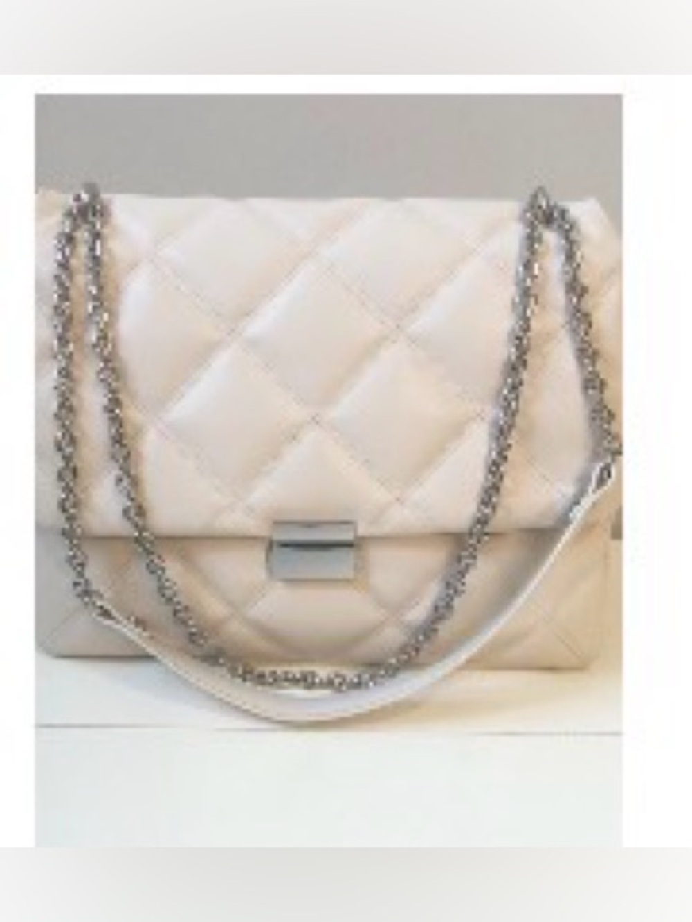 H&M - Quilted White Chain Shoulder Bag - Designer-Inspired